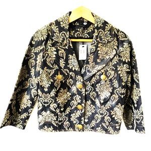 NWT Parallel Jeans Black Denim Embossed Jacket 6